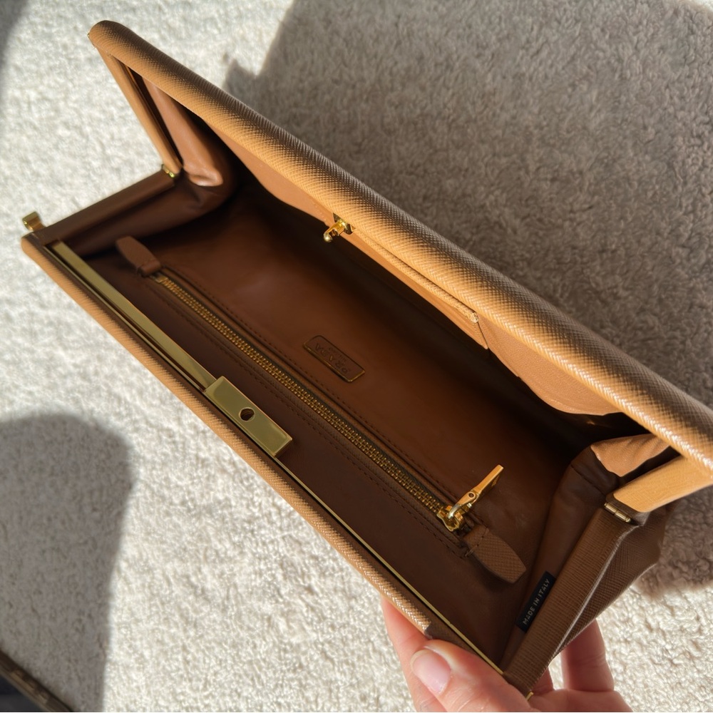 Prada Tan Leather Pouch with Gold Logo - Picture 5 of 9